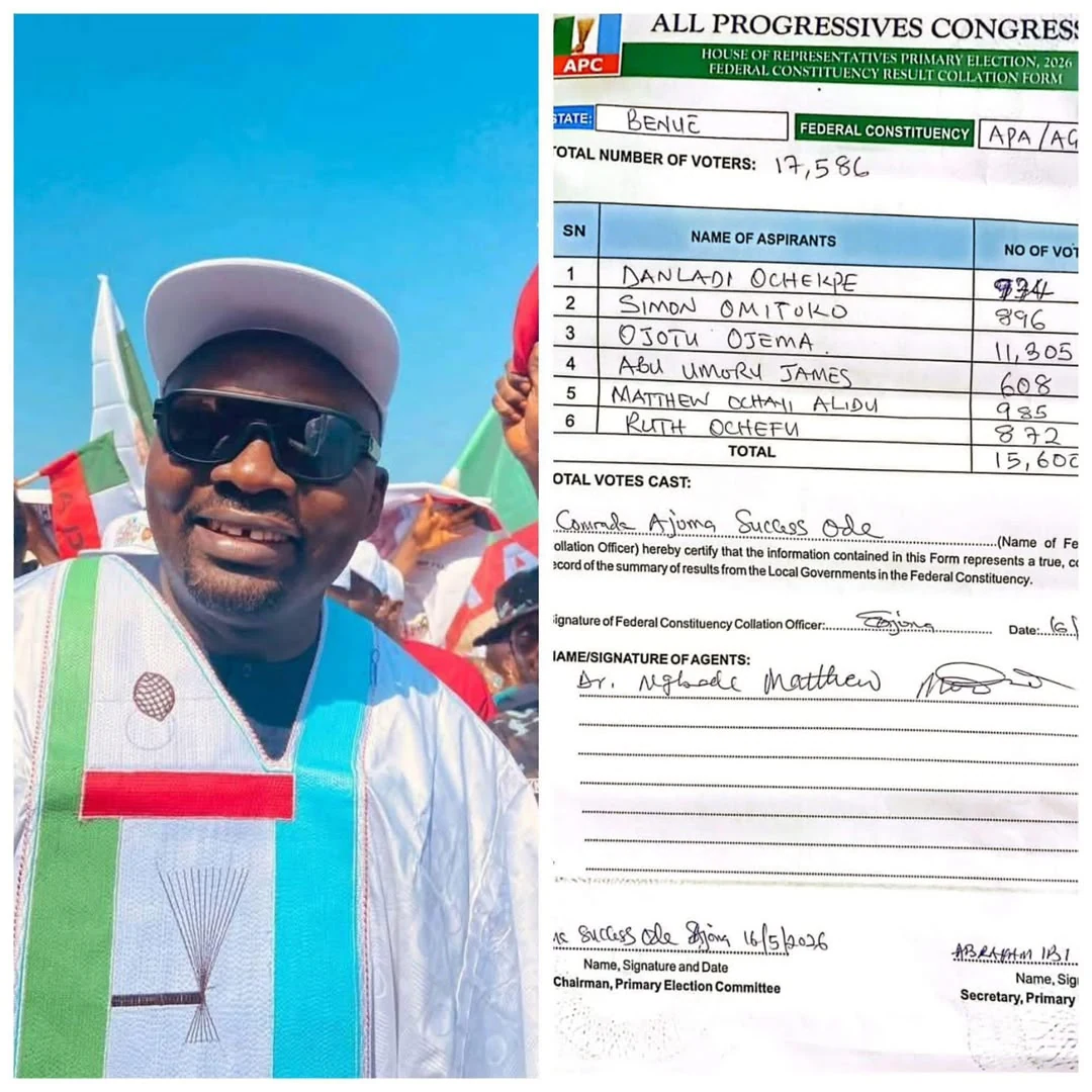 Chief Ojema following the APC Apa/Agatu House of Representatives primary election